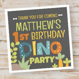 Modern Cute Dino Dinosaur Barn Birthday Tack Pappersservett