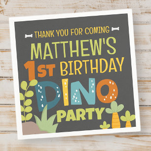 Modern Cute Dino Dinosaur Barn Birthday Tack Pappersservett