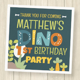 Modern Cute Dino Dinosaur Barn Birthday Tack Pappersservett