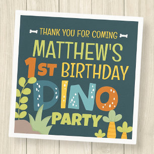 Modern Cute Dino Dinosaur Barn Birthday Tack Pappersservett