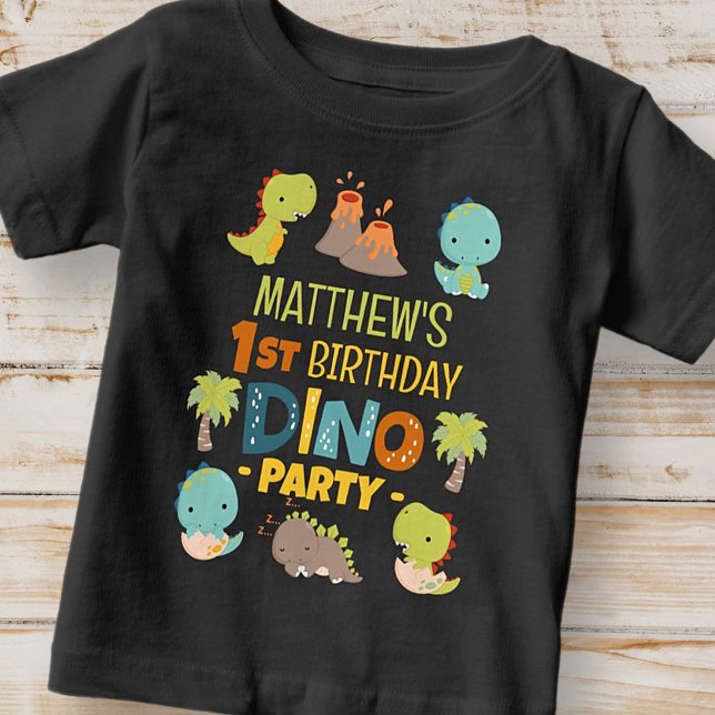 Modern Cute Dino Dinosaur-Barn Födelsedagsfest T Shirt (Skapare uppladdad)