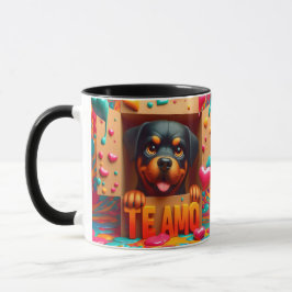Modern Cute Dog Te Amo Valentines Day Mugg