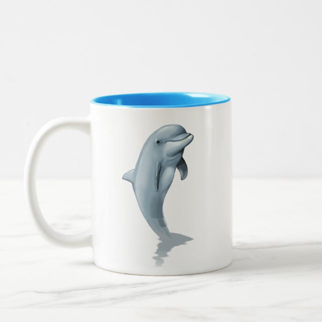 Modern cute Dolphin and Turquise Initial Mugg (Vänster)