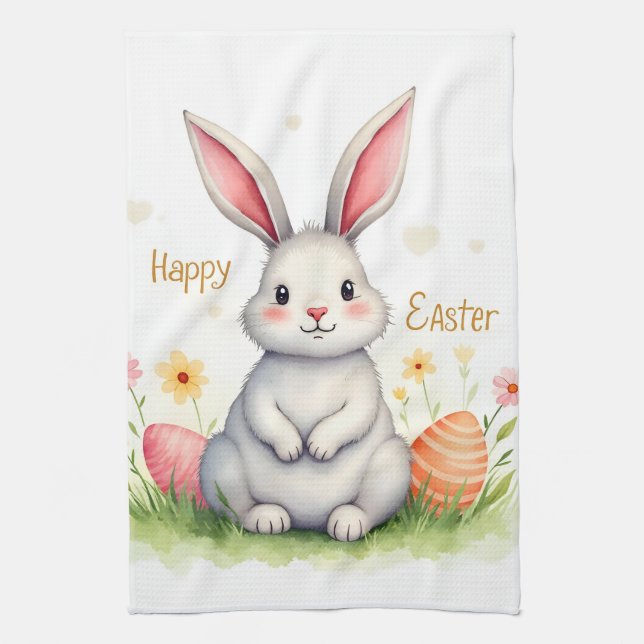 Modern Cute Easter Bunny And Eggs Collection Kökshandduk (Vertikal)