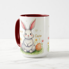 Modern Cute Easter Bunny And Eggs Collection Mugg