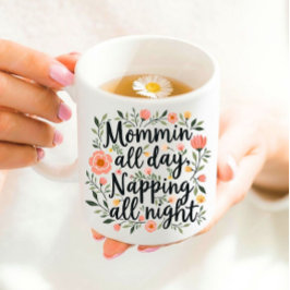 Modern Cute Floral Mother's Day, Funny Mom Quote Kaffemugg