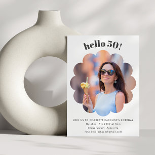 Modern Cute Flower Chic 50:e Födelsedagsfestens fo Inbjudningar