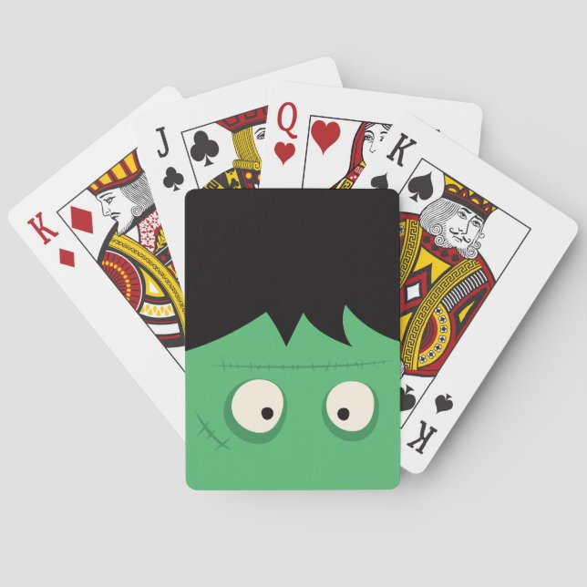 Modern Cute Frankenstein Monster Halloween Casinokort (Baksidan)