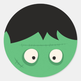 Modern Cute Frankenstein Monster Halloween Runt Klistermärke