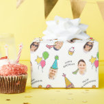 Modern Cute Funny Birthday Hats Photo Presentpapper<br><div class="desc">Denna enkla och moderna design består av lekfull typografi med födelsedagskalas,  ballonger och hattar. Lägg till foton av din familj.</div>