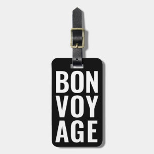 Modern Cute Funny Bold bon voyage Black and White Bagagebricka