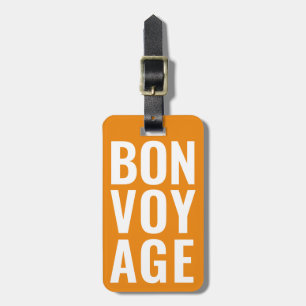 Modern Cute Funny Bold bon voyage Neon Orange Bagagebricka