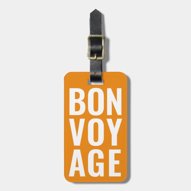 Modern Cute Funny Bold bon voyage Neon Orange Bagagebricka (Vertikal Framsida)