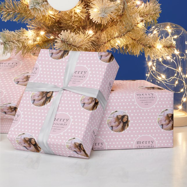 Modern Cute Girly Rosa jul Presentpapper (Helgdagar)