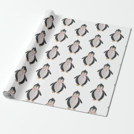 Modern Cute Glitter Penguin Wrapping Papper Presentpapper