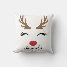 Modern Cute God jul Reindeer Ansikte Kudde