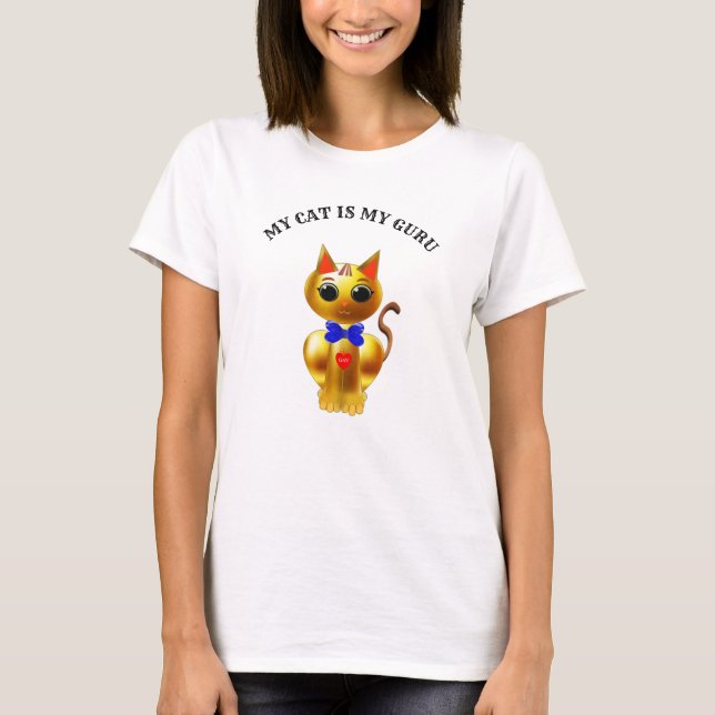 Modern Cute Golden Cat T Shirt (Framsida)