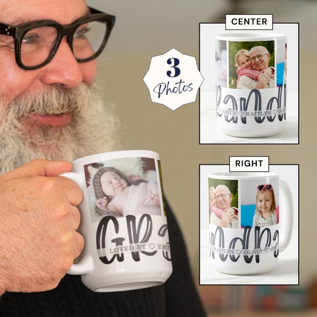 Modern Cute GRANDPA 3-foto-Personlig Kaffemugg (Skapare uppladdad)