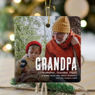 Modern Cute GRANDPA Definition 2 Fotojul Julgransprydnad Keramik