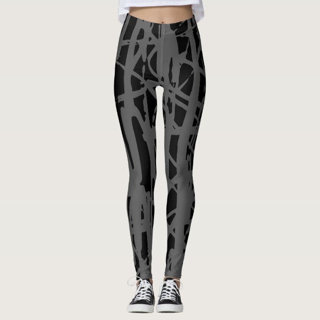 Modern Cute Grått och svart Leggings (Framsida)