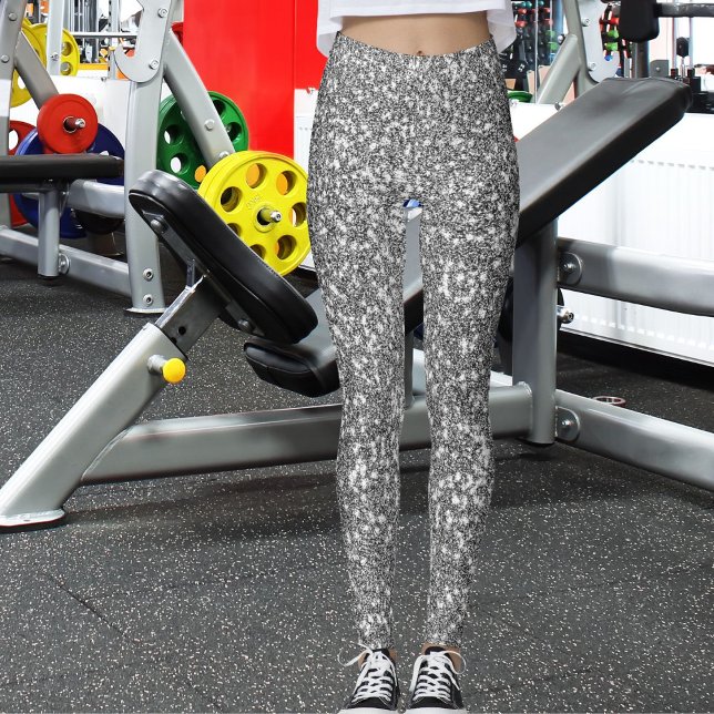 Modern Cute Grey Glitter Sparkle Pattern Fun Gift  Leggings (Skapare uppladdad)