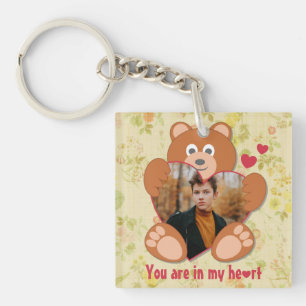 Modern Cute Gult Nalle Heart Photo Ram