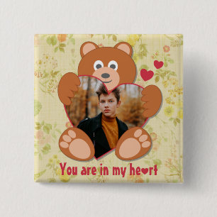 Modern Cute Gult Nalle Heart Photo Ram Knapp
