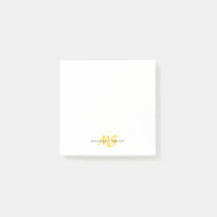 Modern Cute Gult Push Script 2 Monogram Post-it Block