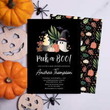 Modern Cute Halloween Peek a Boo Baby Shower