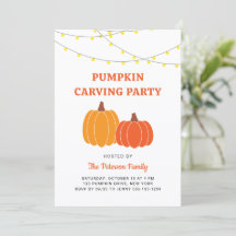 Modern Cute Halloween Pumpkin Carving Party