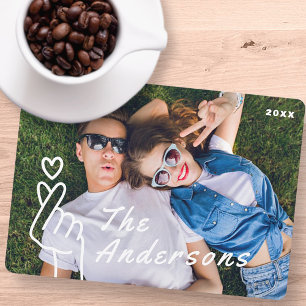 Modern Cute Heart Hand-signering Anpassningsbar Fo Julkort