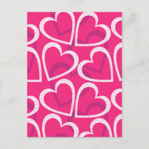 Modern Cute Heart Mönster Kärlek Rosa Vykort