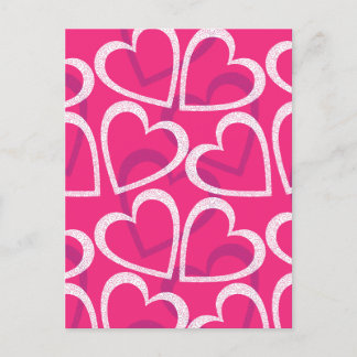 Modern Cute Heart Mönster Kärlek Rosa Vykort
