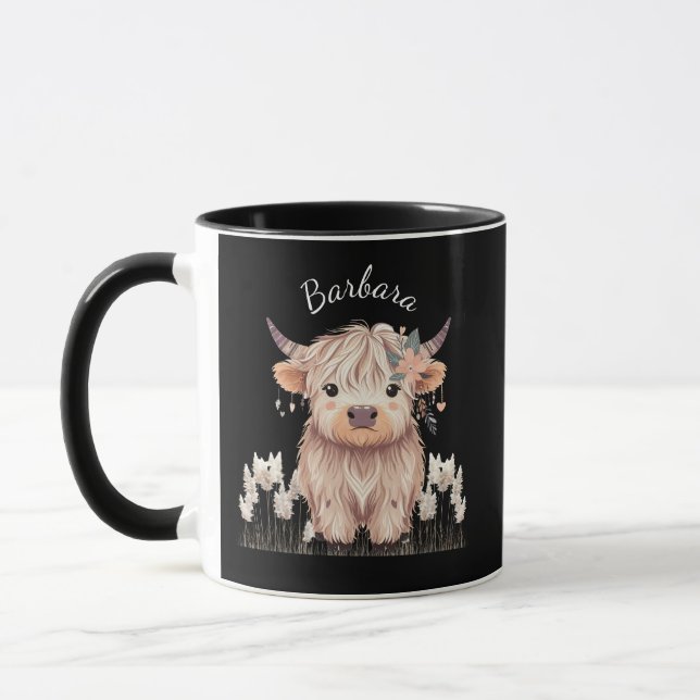Modern Cute Highland Cow Mugg (Vänster)