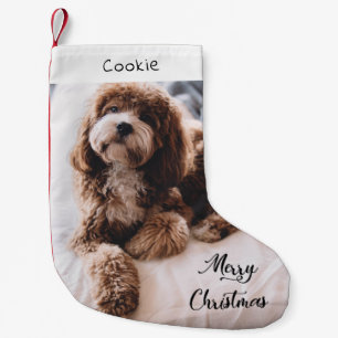 Modern Cute Hund Personlig Photo Liten Julstrumpa