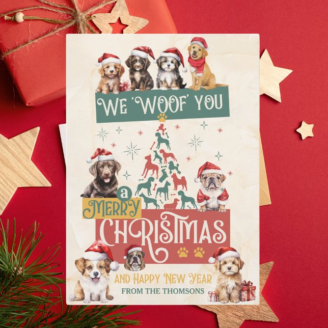 Modern Cute Hund Vi Woof You A God jul Julkort (Skapare uppladdad)