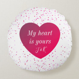 Modern Cute Keepsak Red Heart Valentines day Rund Kudde