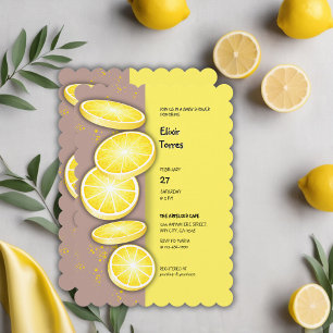 Modern Cute Lemon Slice Sprinkle Baby Shower Inbjudningar