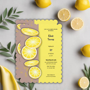 Modern Cute Lemon Slice Sprinkle Baby Shower Inbjudningar