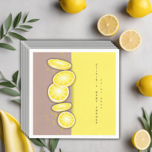 Modern Cute Lemon Slice Sprinkle Baby Shower Pappersservett