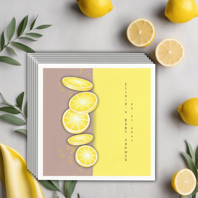 Modern Cute Lemon Slice Sprinkle Baby Shower Pappersservett (Skapare uppladdad)