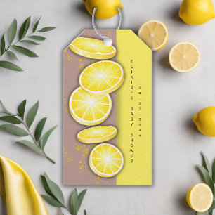 Modern Cute Lemon Slice Sprinkle Baby Shower Presentetikett
