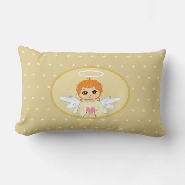 Modern Cute Little Angel på Golden Lumbarkudde (Framsida)