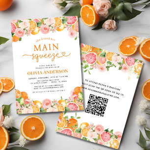 Modern Cute Main Squeeze QR-Möhippa Inbjudningar