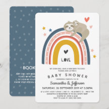 Modern Cute Mamma Sloth Rainbow Baby Shower