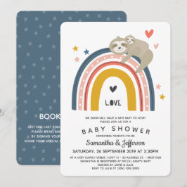 Modern Cute Mamma Sloth Rainbow Baby Shower Inbjudningar