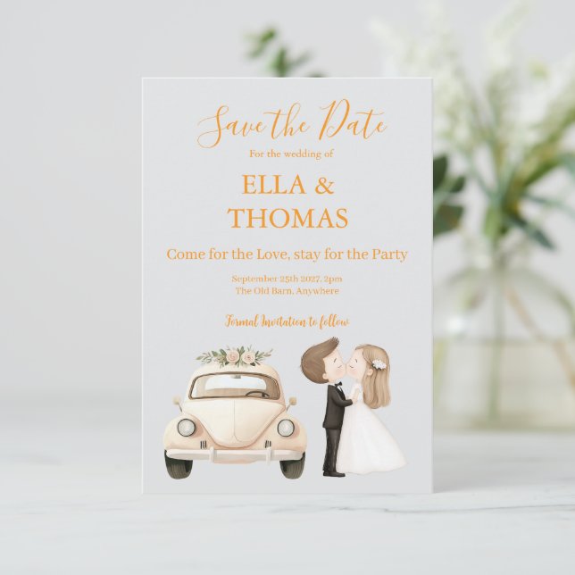 Modern Cute Marigold Text  Spara Datumet (Stående Fram)