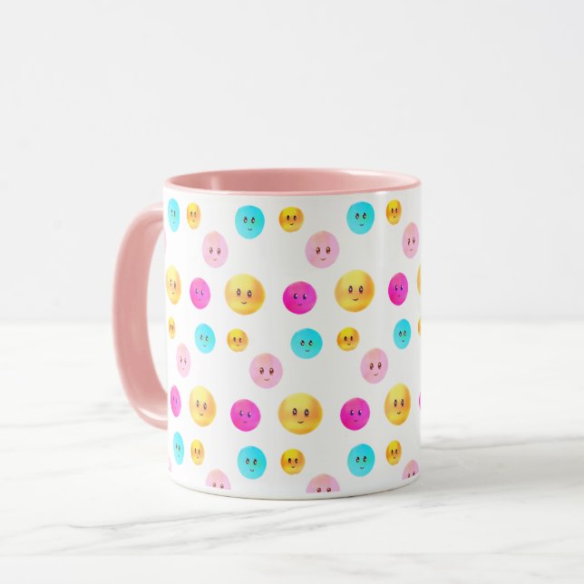 Modern Cute Multicolor Lycklig Mugg (Framsida vänster)