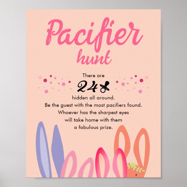 Modern Cute Nappar Hunt Pastel Bunny Öron Peach Poster (Framsidan)