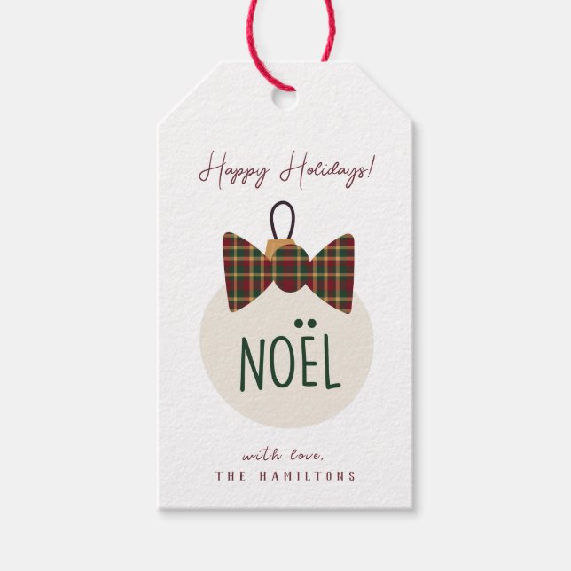 Modern Cute Noel Glad helg Presentetikett (Framsidan)